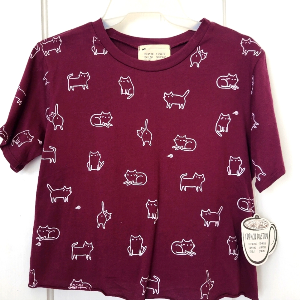 French Pastry Cat crop top